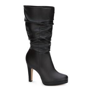 NEW ANDREA women's high heel tall slouch boots in black